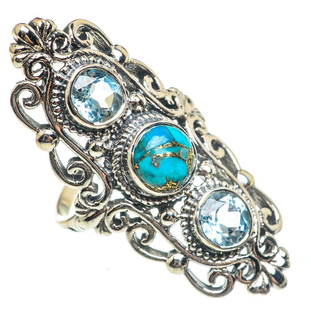 Blue Copper Composite Turquoise Rings handcrafted by Anasilvercos - RING67159