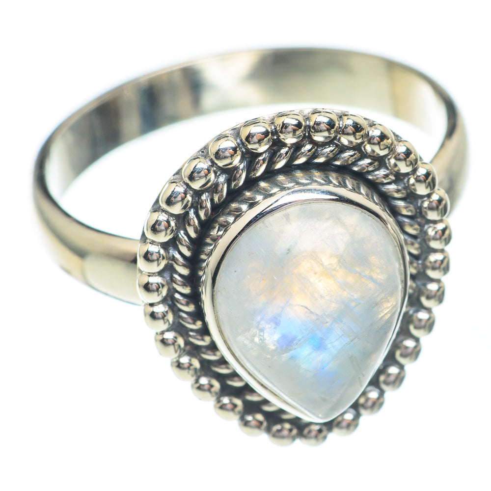 Rainbow Moonstone Rings handcrafted by Anasilvercos - RING67188