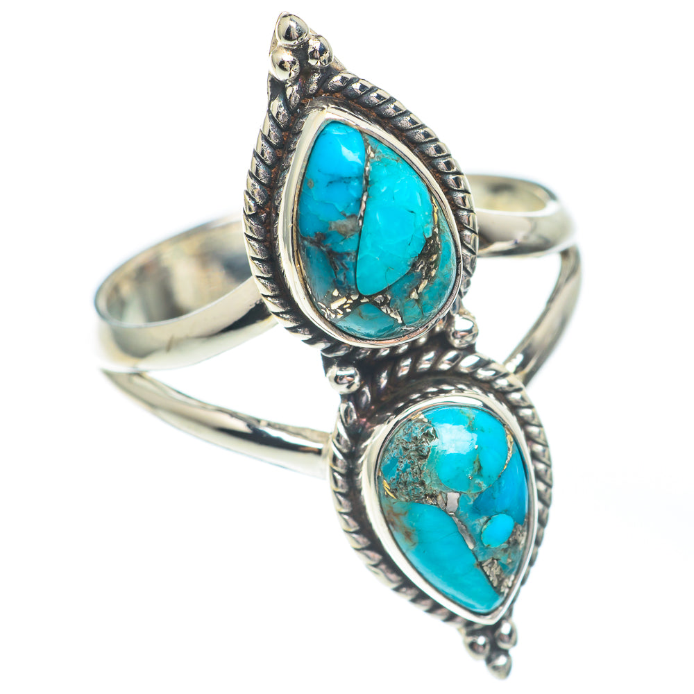 Blue Copper Turquoise Rings handcrafted by Anasilvercos - RING67193