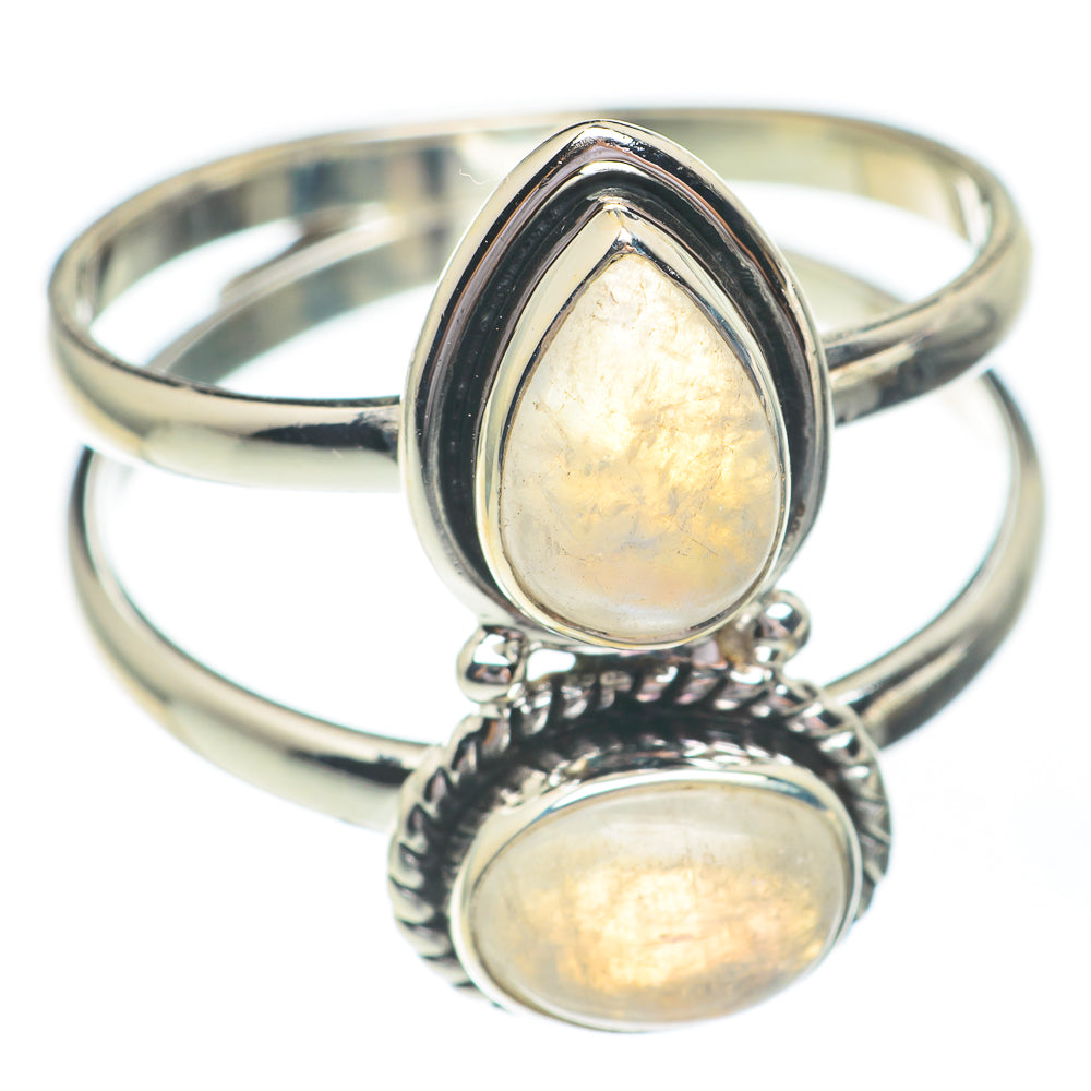 Rainbow Moonstone Rings handcrafted by Anasilvercos - RING67249