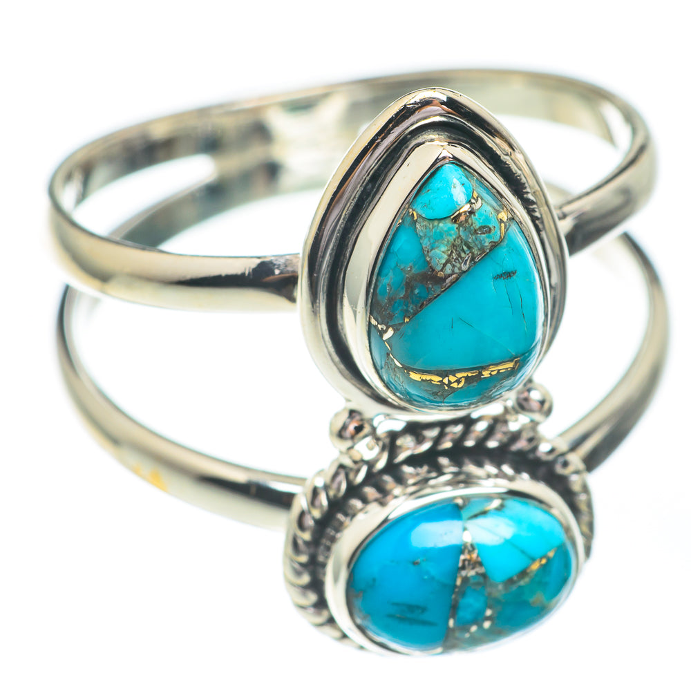 Blue Copper Turquoise Rings handcrafted by Anasilvercos - RING67255