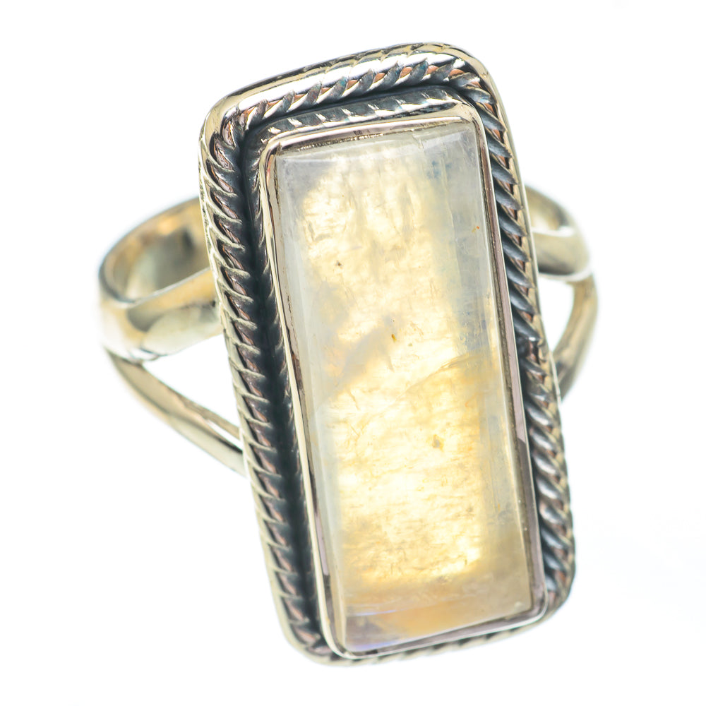 Rainbow Moonstone Rings handcrafted by Anasilvercos - RING67295