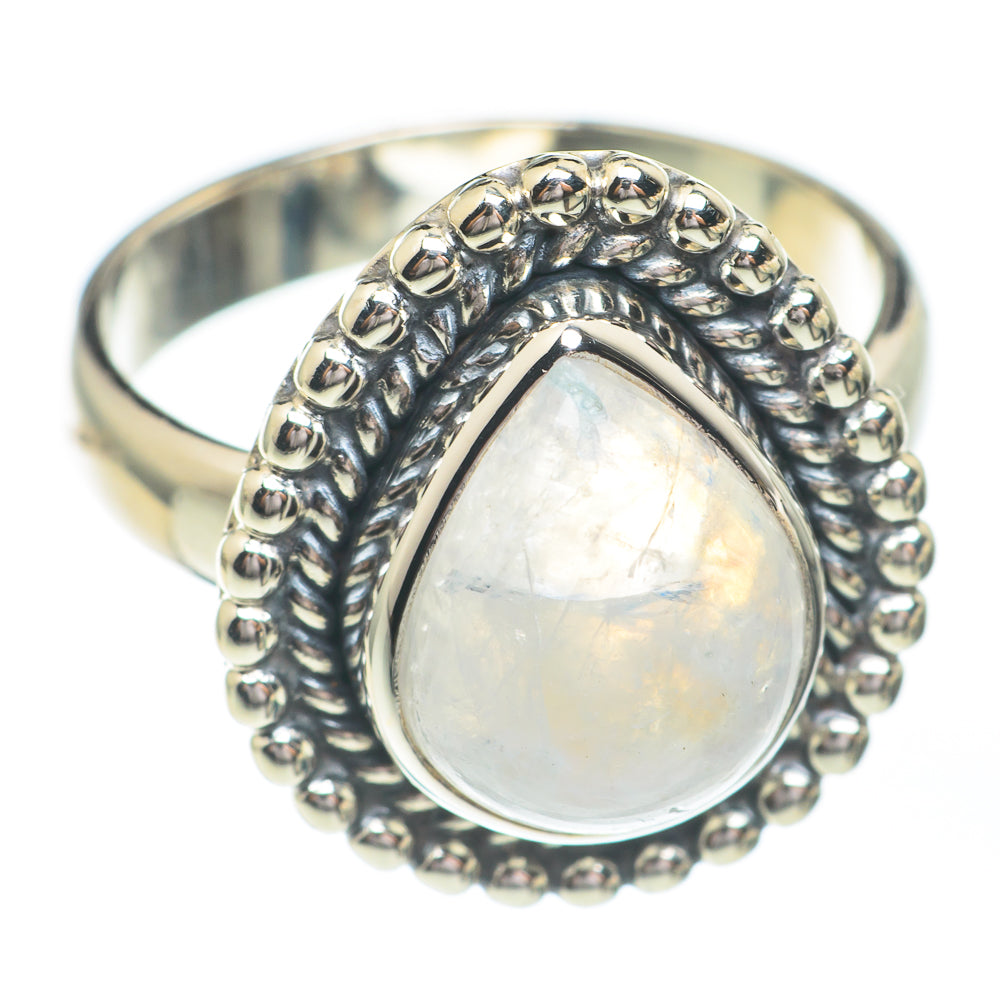 Rainbow Moonstone Rings handcrafted by Anasilvercos - RING67401