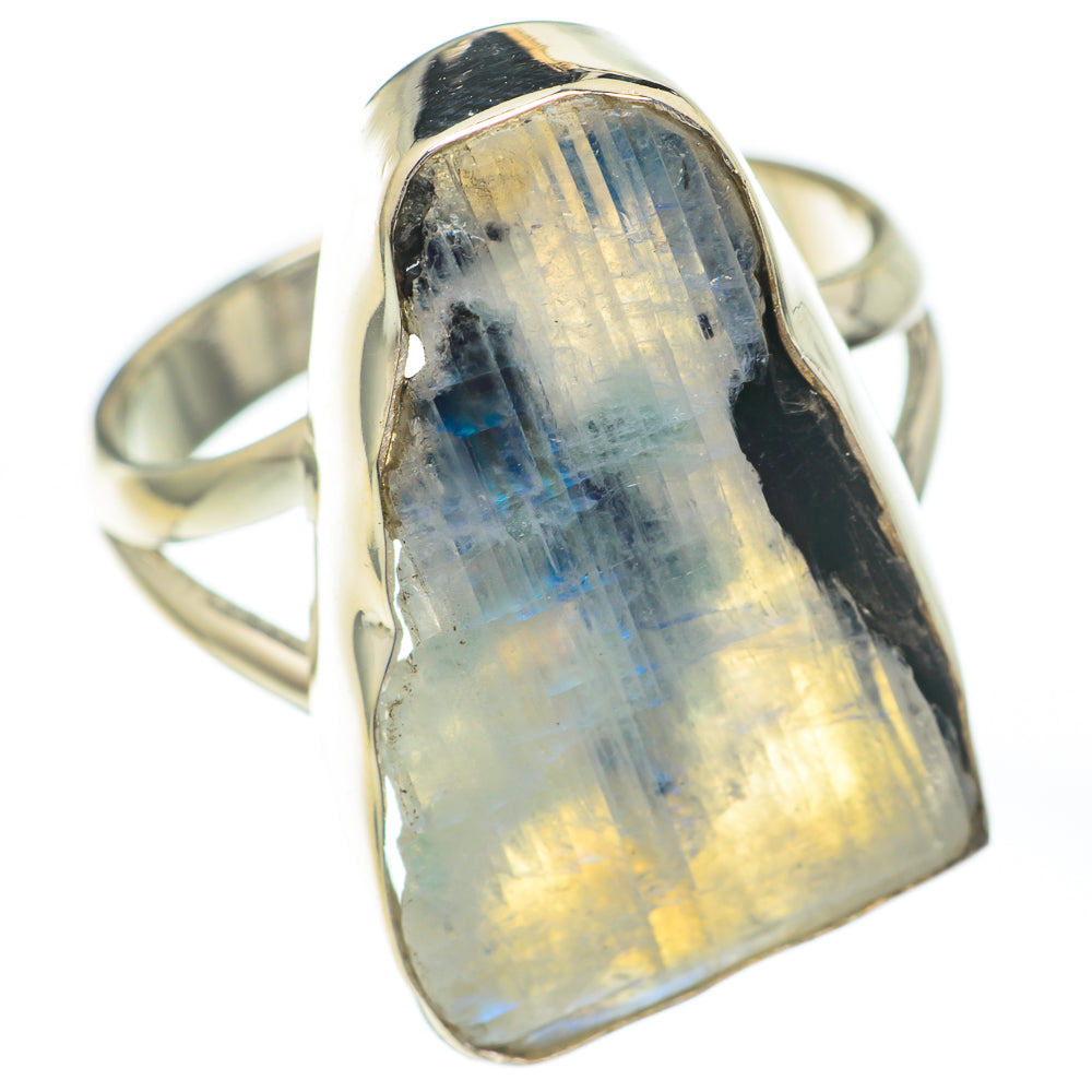 Rainbow Moonstone Rings handcrafted by Anasilvercos - RING67427