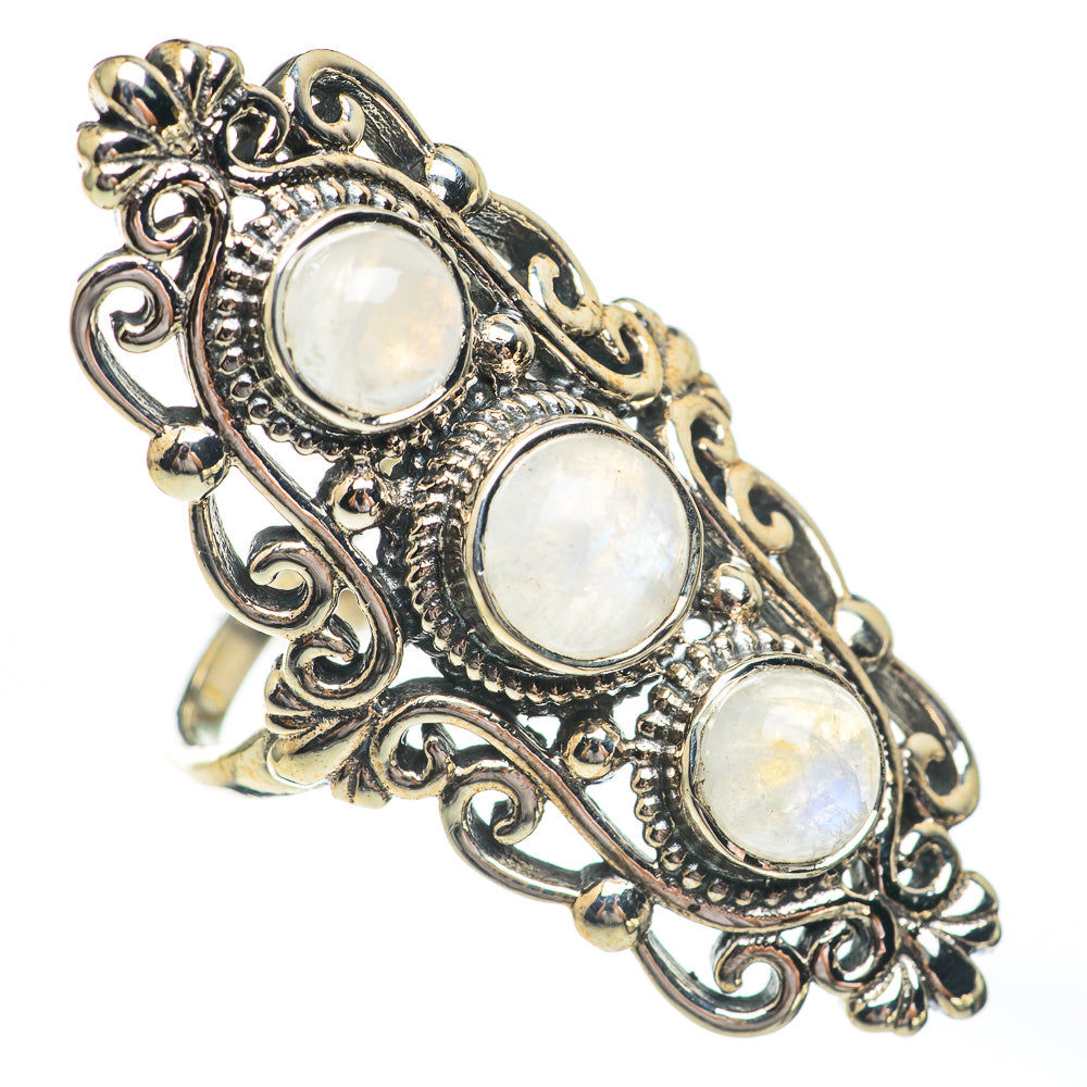 Rainbow Moonstone Rings handcrafted by Anasilvercos - RING67432