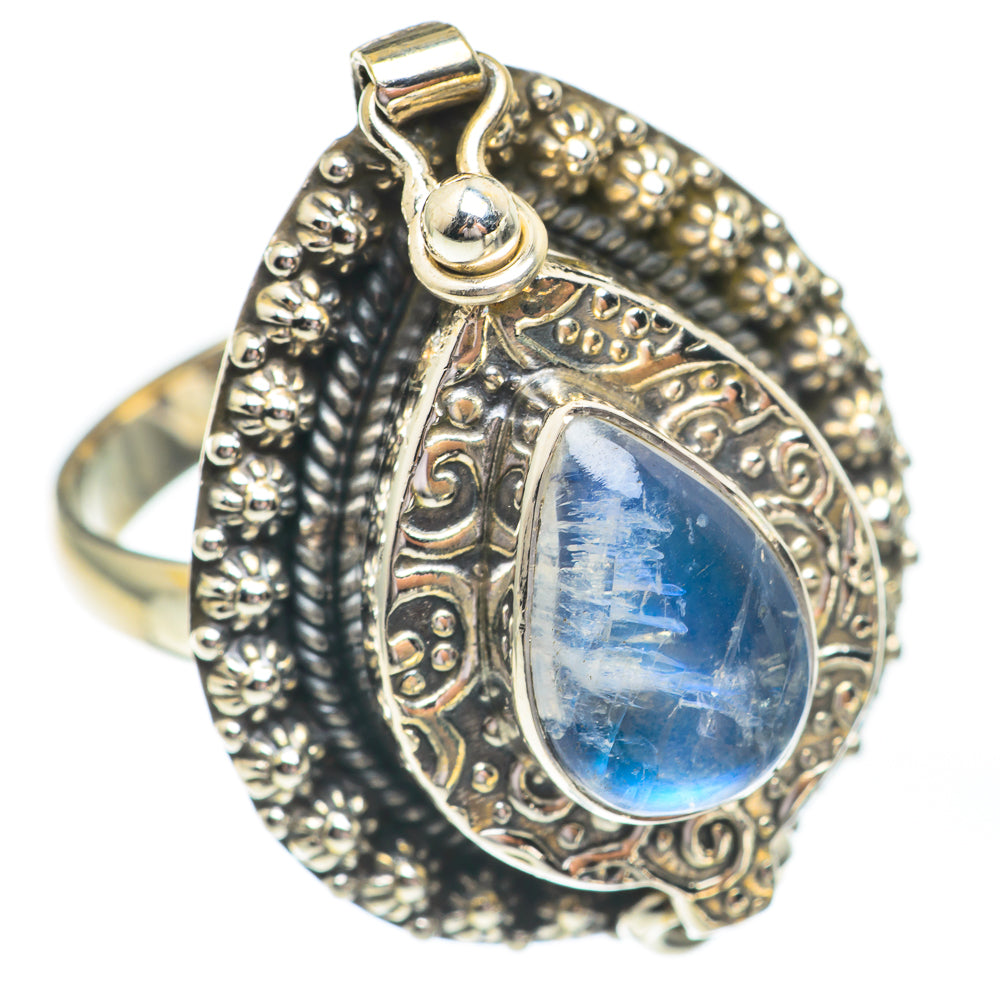 Rainbow Moonstone Rings handcrafted by Anasilvercos - RING67434