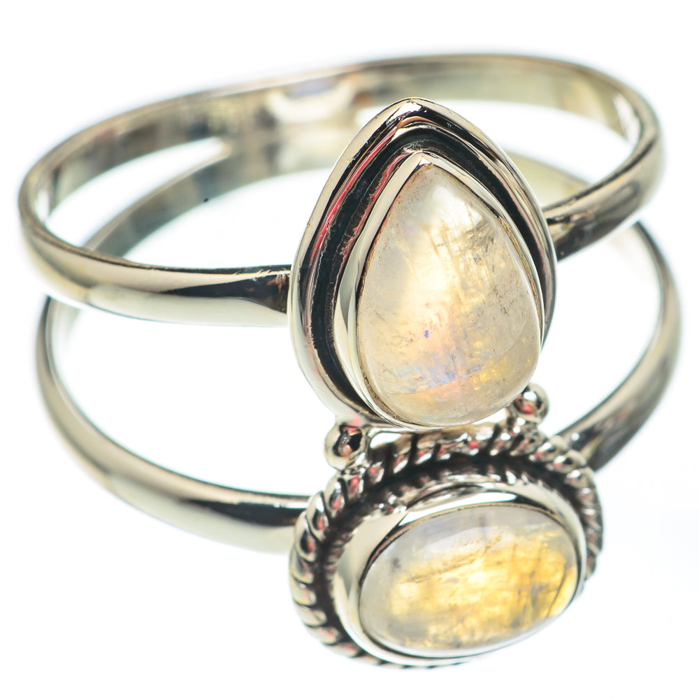 Rainbow Moonstone Rings handcrafted by Anasilvercos - RING67542