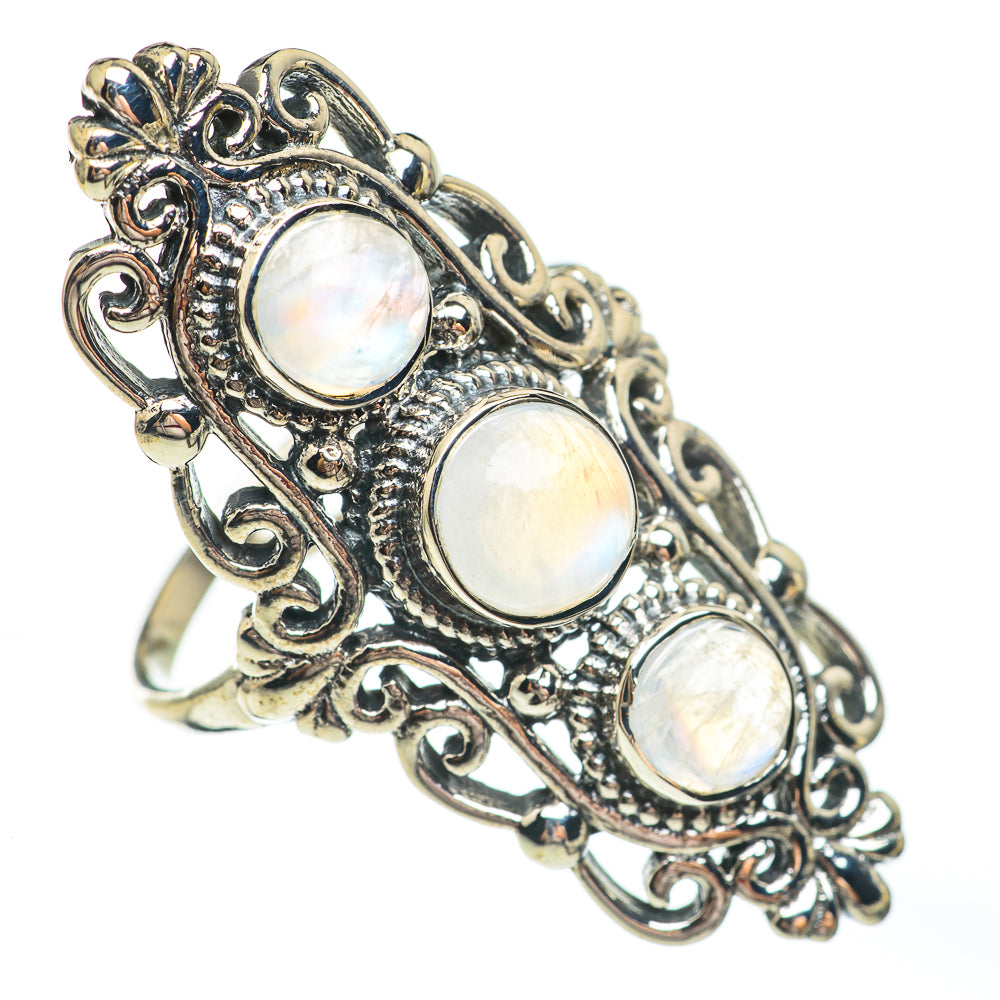 Rainbow Moonstone Rings handcrafted by Anasilvercos - RING67718