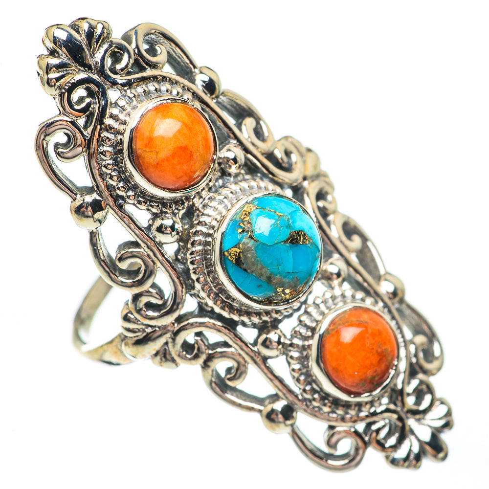 Blue Copper Composite Turquoise Rings handcrafted by Anasilvercos - RING67722