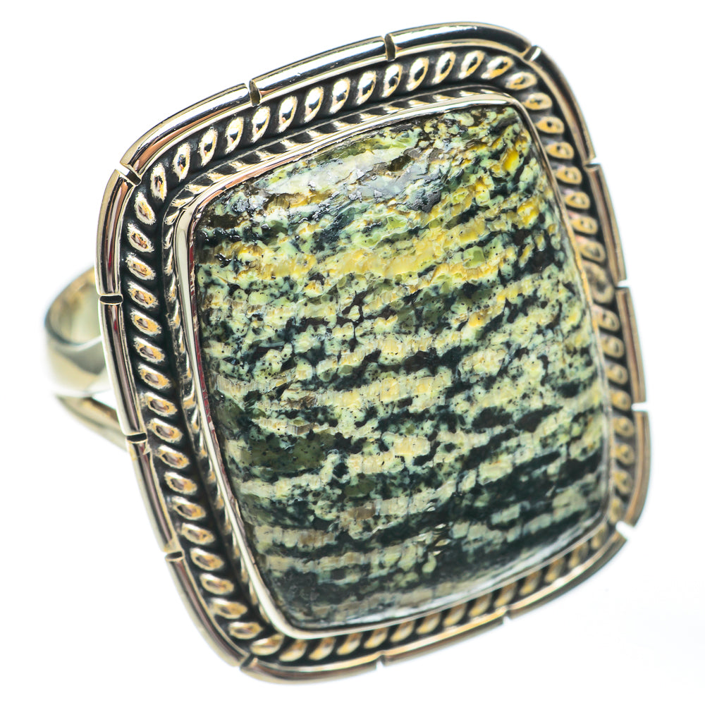 Green Vein Jasper Rings handcrafted by Anasilvercos - RING67738