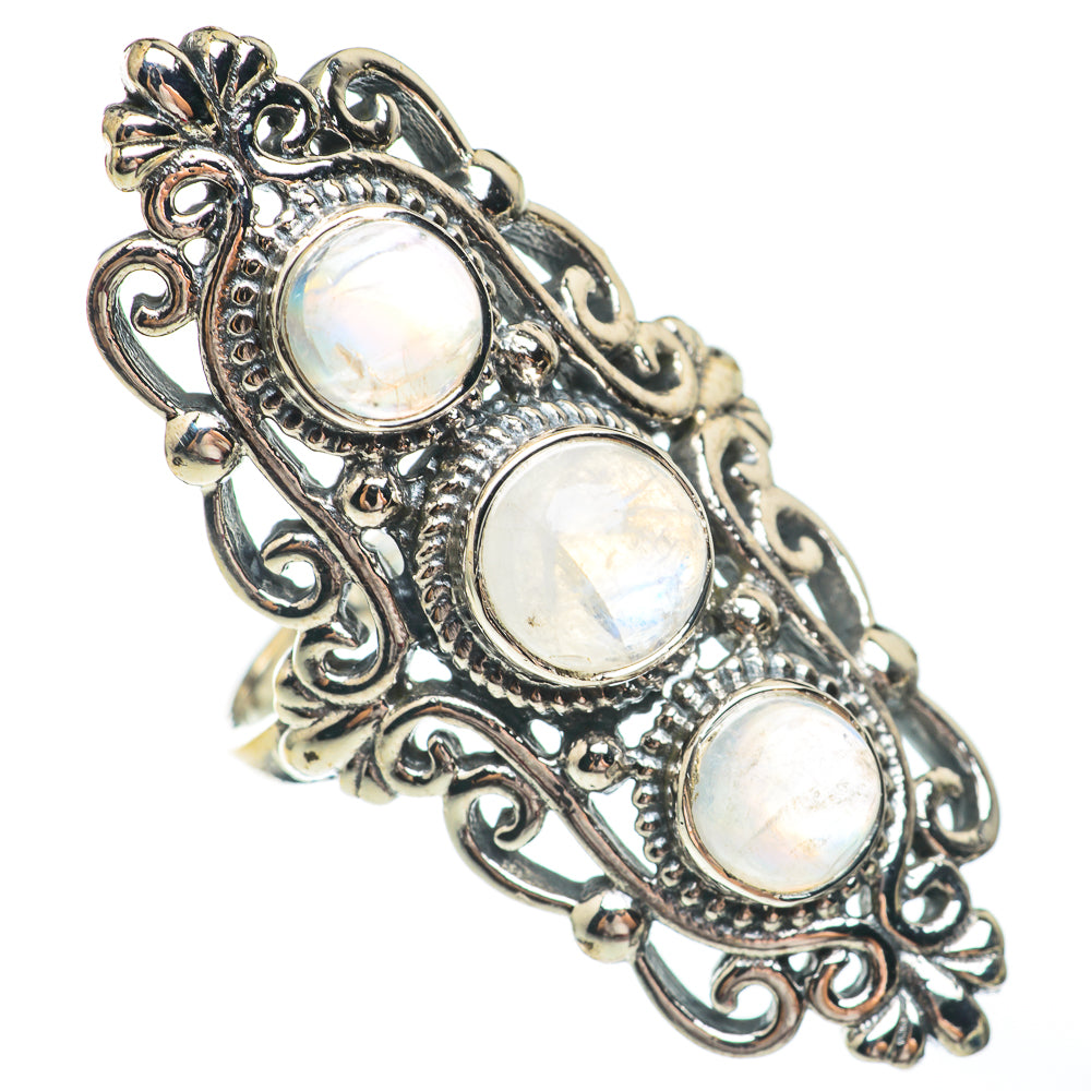 Rainbow Moonstone Rings handcrafted by Anasilvercos - RING67749
