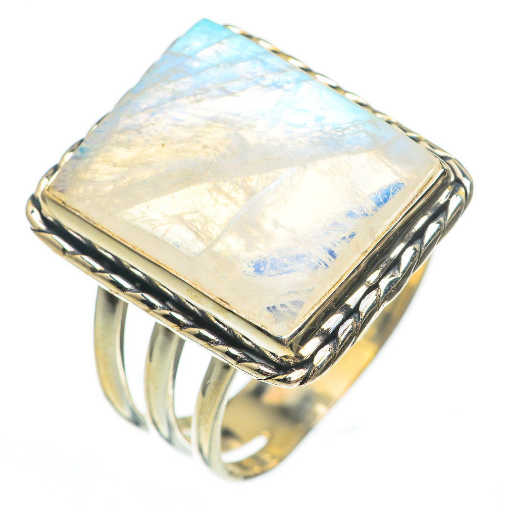 Rainbow Moonstone Rings handcrafted by Anasilvercos - RING67751