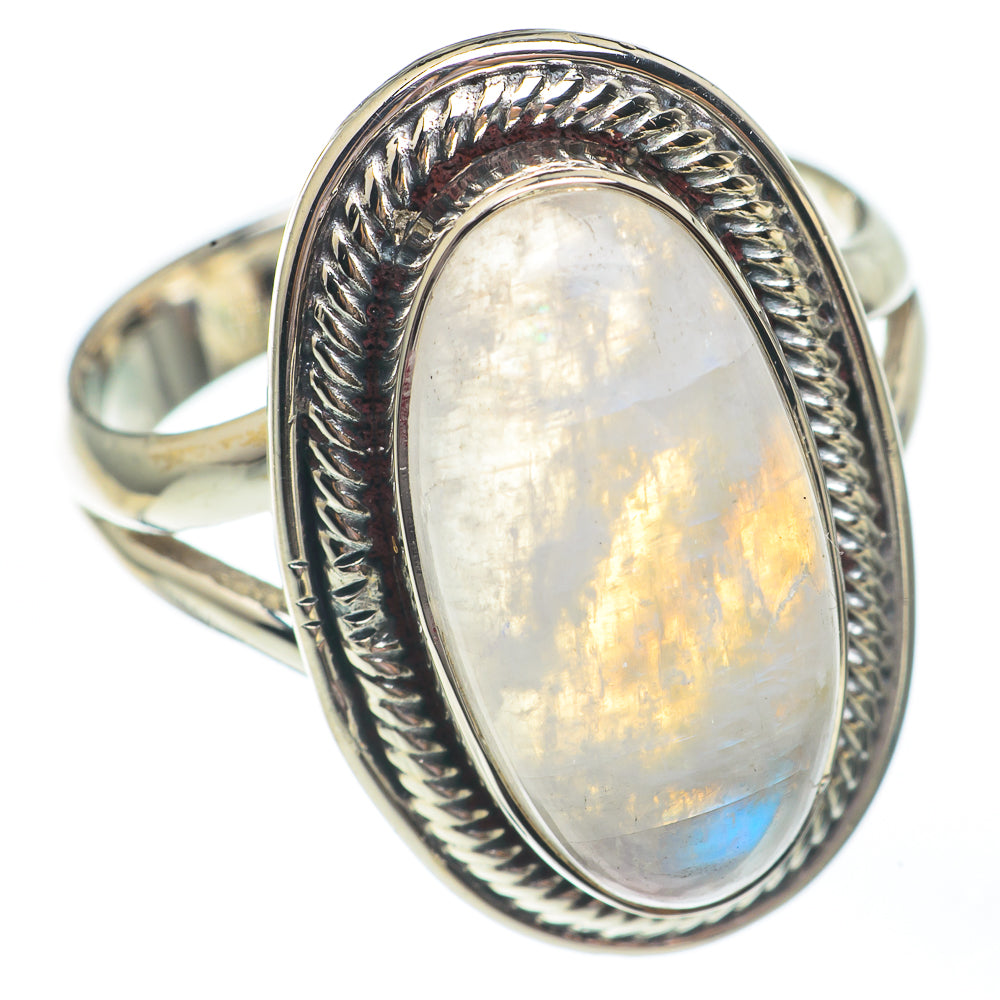 Rainbow Moonstone Rings handcrafted by Anasilvercos - RING67791
