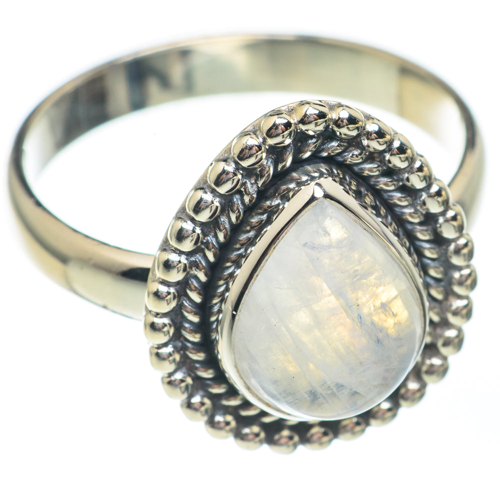 Rainbow Moonstone Rings handcrafted by Anasilvercos - RING67794