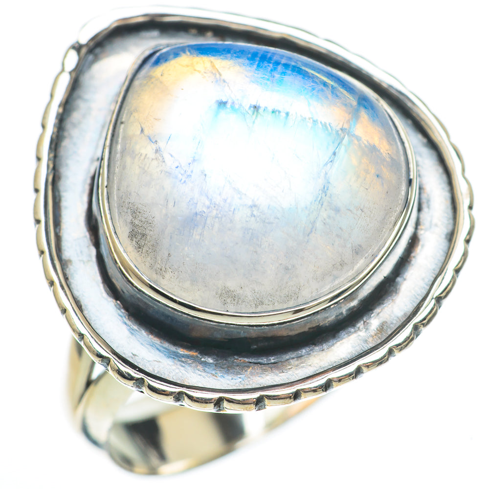 Rainbow Moonstone Rings handcrafted by Anasilvercos - RING67828