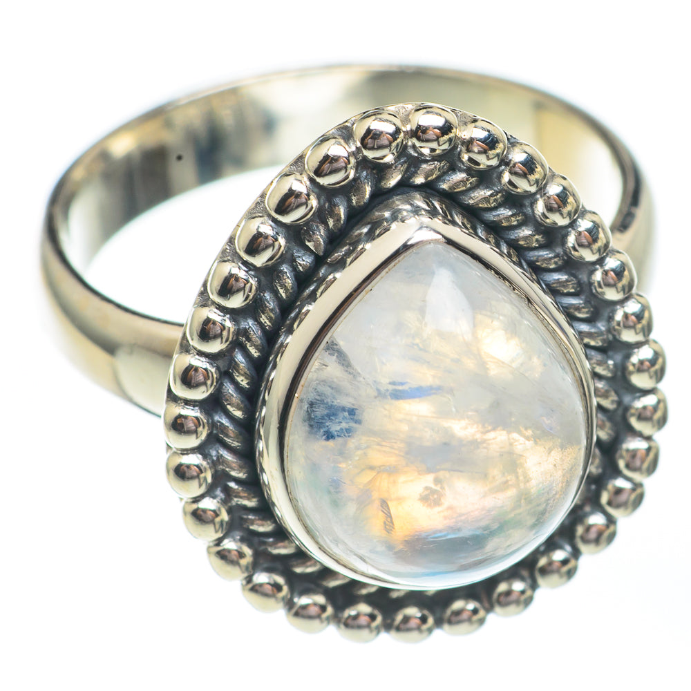 Rainbow Moonstone Rings handcrafted by Anasilvercos - RING67829