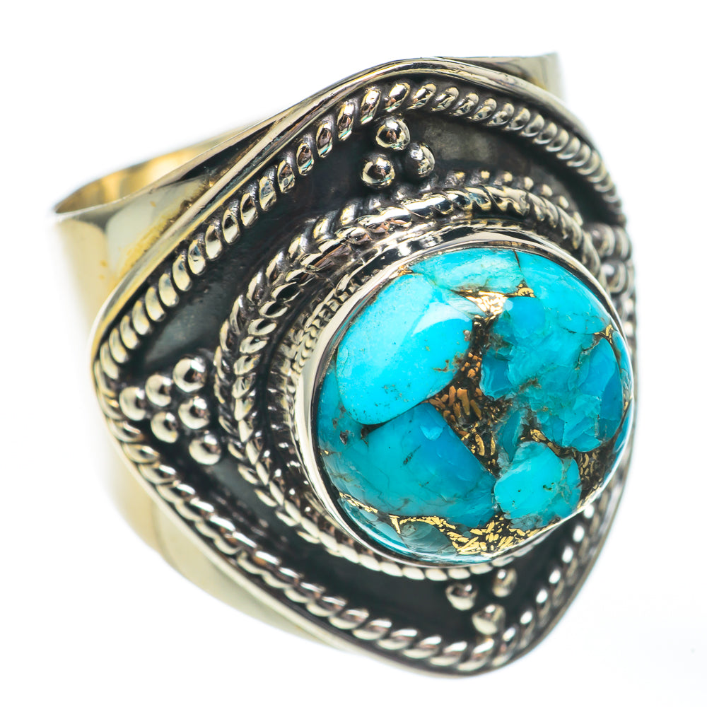 Blue Copper Composite Turquoise Rings handcrafted by Anasilvercos - RING67841