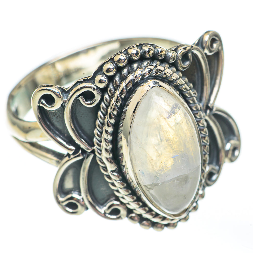 Rainbow Moonstone Rings handcrafted by Anasilvercos - RING67864