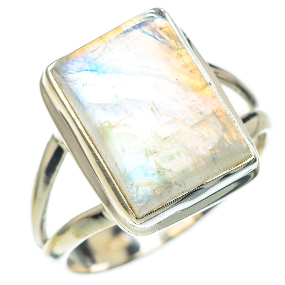 Rainbow Moonstone Rings handcrafted by Anasilvercos - RING67865