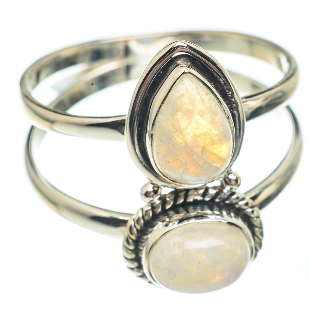 Rainbow Moonstone Rings handcrafted by Anasilvercos - RING67893