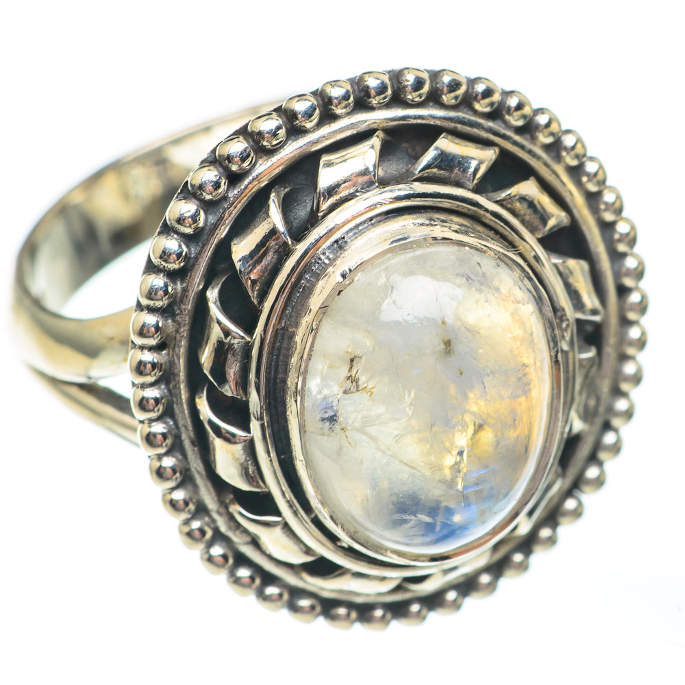 Rainbow Moonstone Rings handcrafted by Anasilvercos - RING67896
