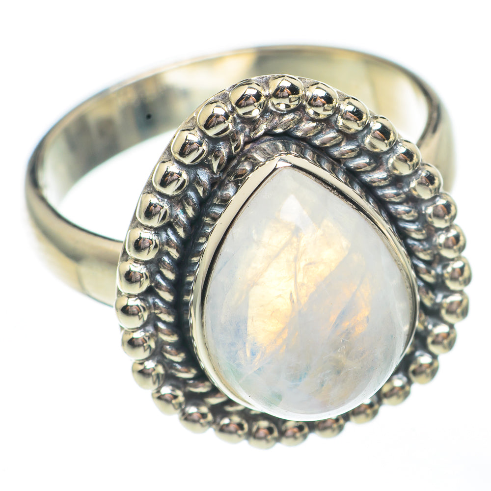 Rainbow Moonstone Rings handcrafted by Anasilvercos - RING67925