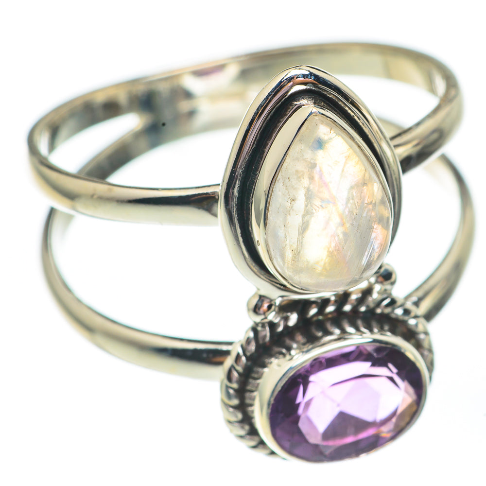 Rainbow Moonstone Rings handcrafted by Anasilvercos - RING67950