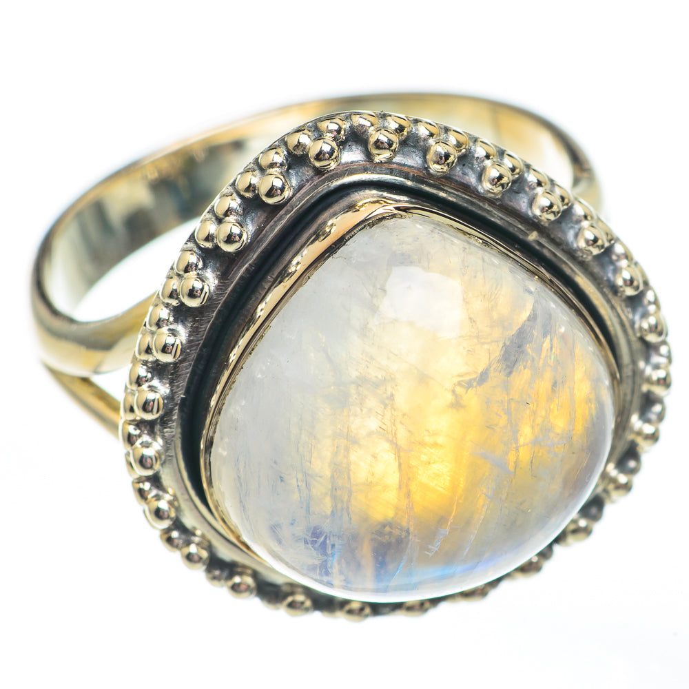 Rainbow Moonstone Rings handcrafted by Anasilvercos - RING68007