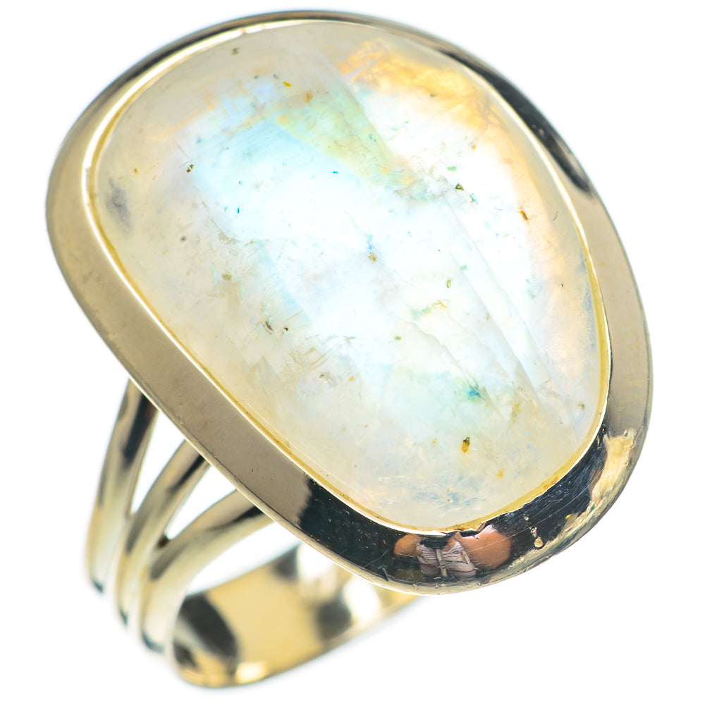 Rainbow Moonstone Rings handcrafted by Anasilvercos - RING68011
