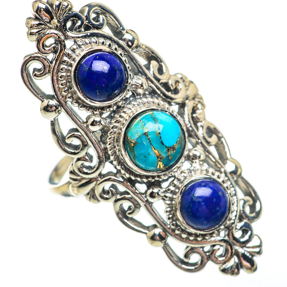 Blue Copper Composite Turquoise Rings handcrafted by Anasilvercos - RING68017