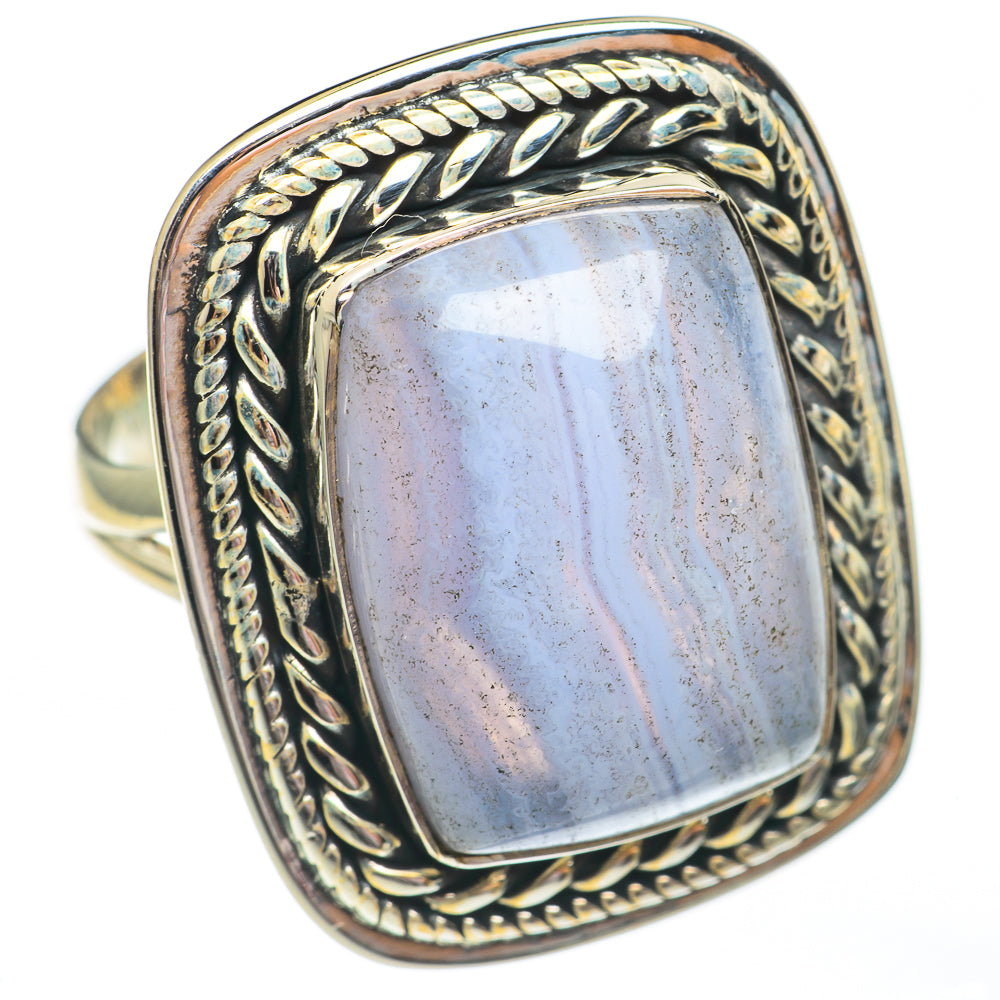 Blue Lace Agate Rings handcrafted by Anasilvercos - RING68045