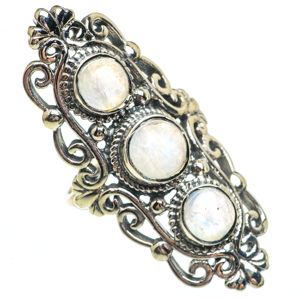 Rainbow Moonstone Rings handcrafted by Anasilvercos - RING68046