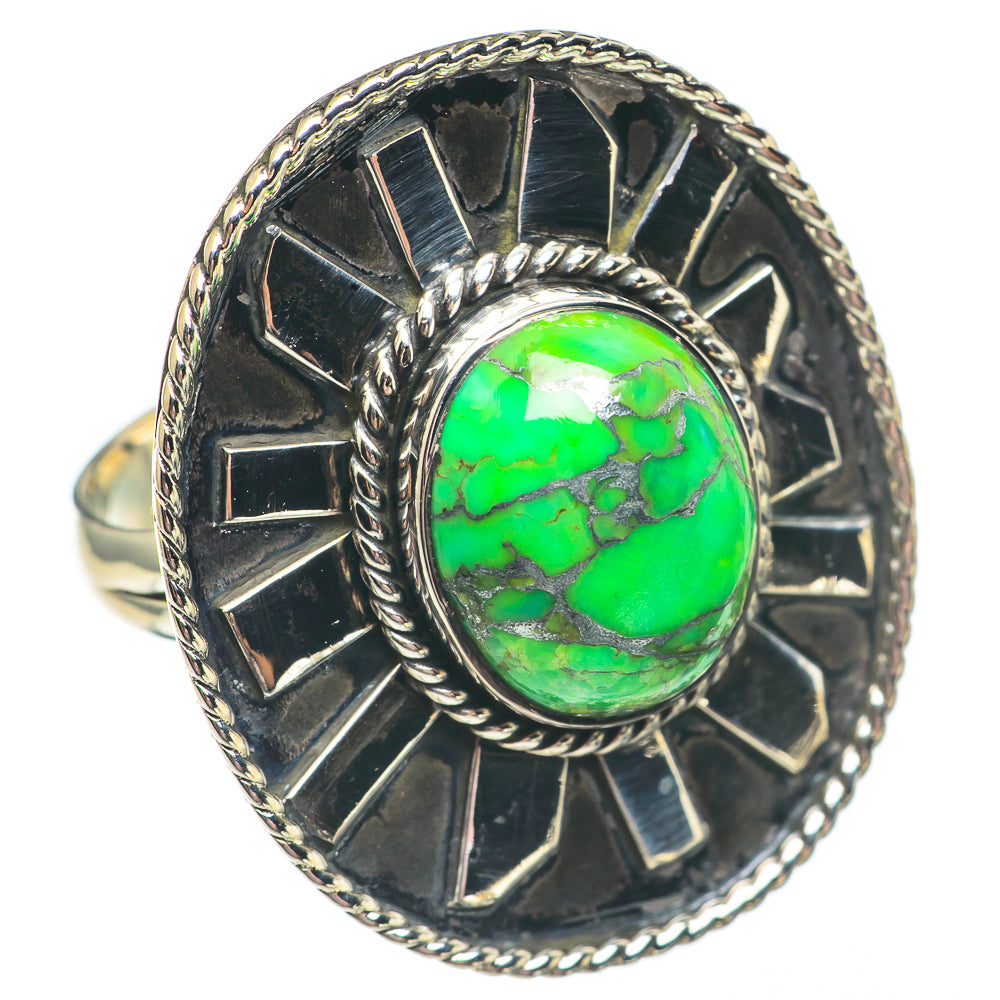Green Copper Composite Turquoise Rings handcrafted by Anasilvercos - RING68060