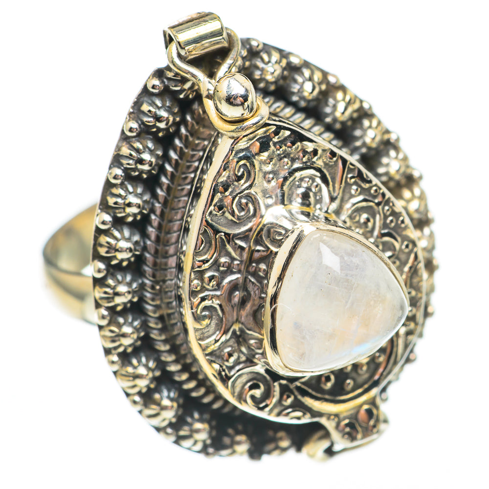 Rainbow Moonstone Rings handcrafted by Anasilvercos - RING68071