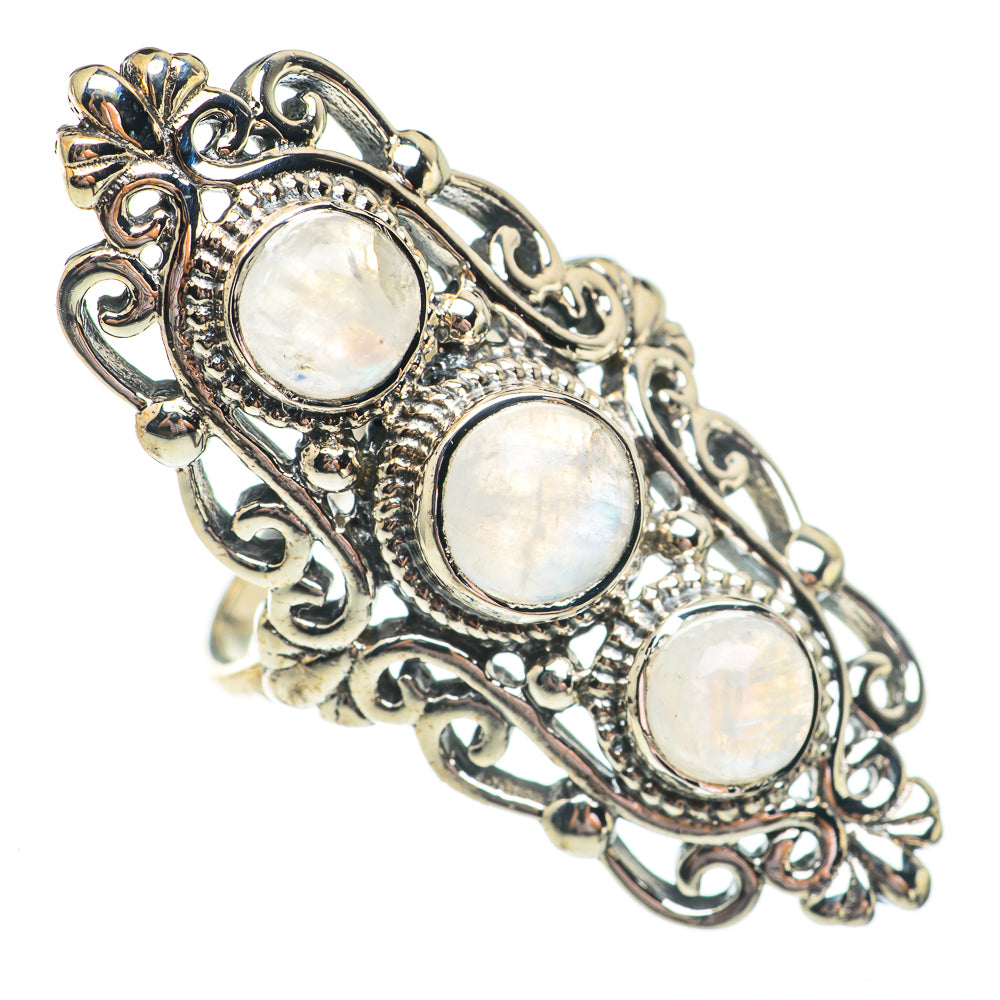 Rainbow Moonstone Rings handcrafted by Anasilvercos - RING68072