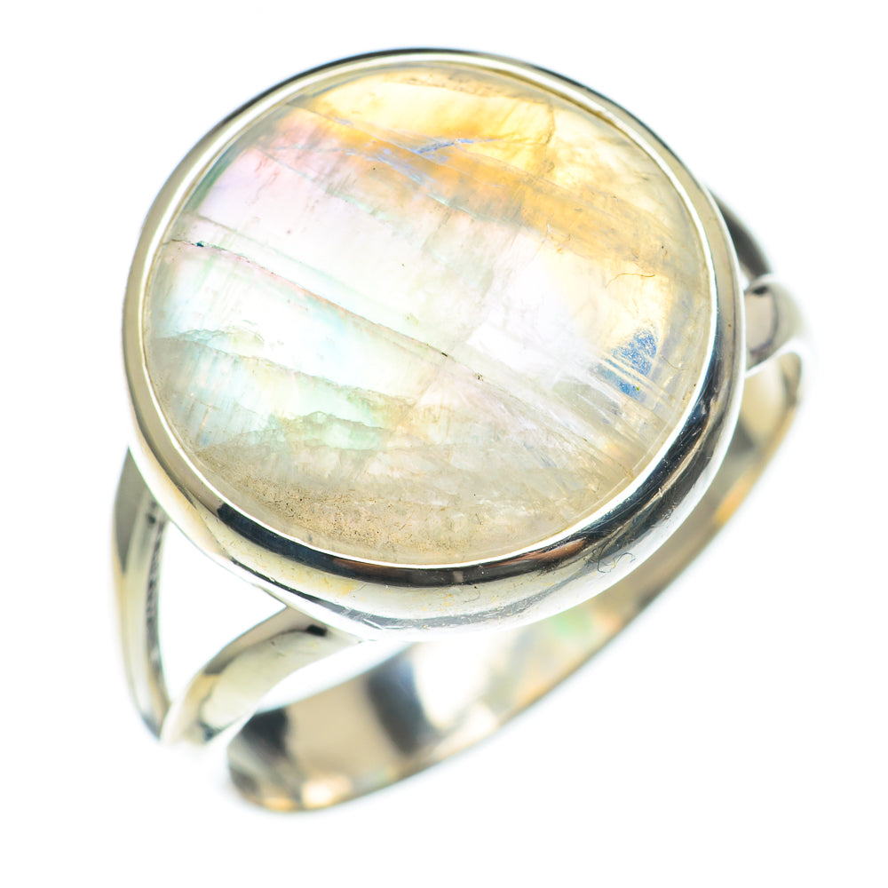Rainbow Moonstone Rings handcrafted by Anasilvercos - RING68101