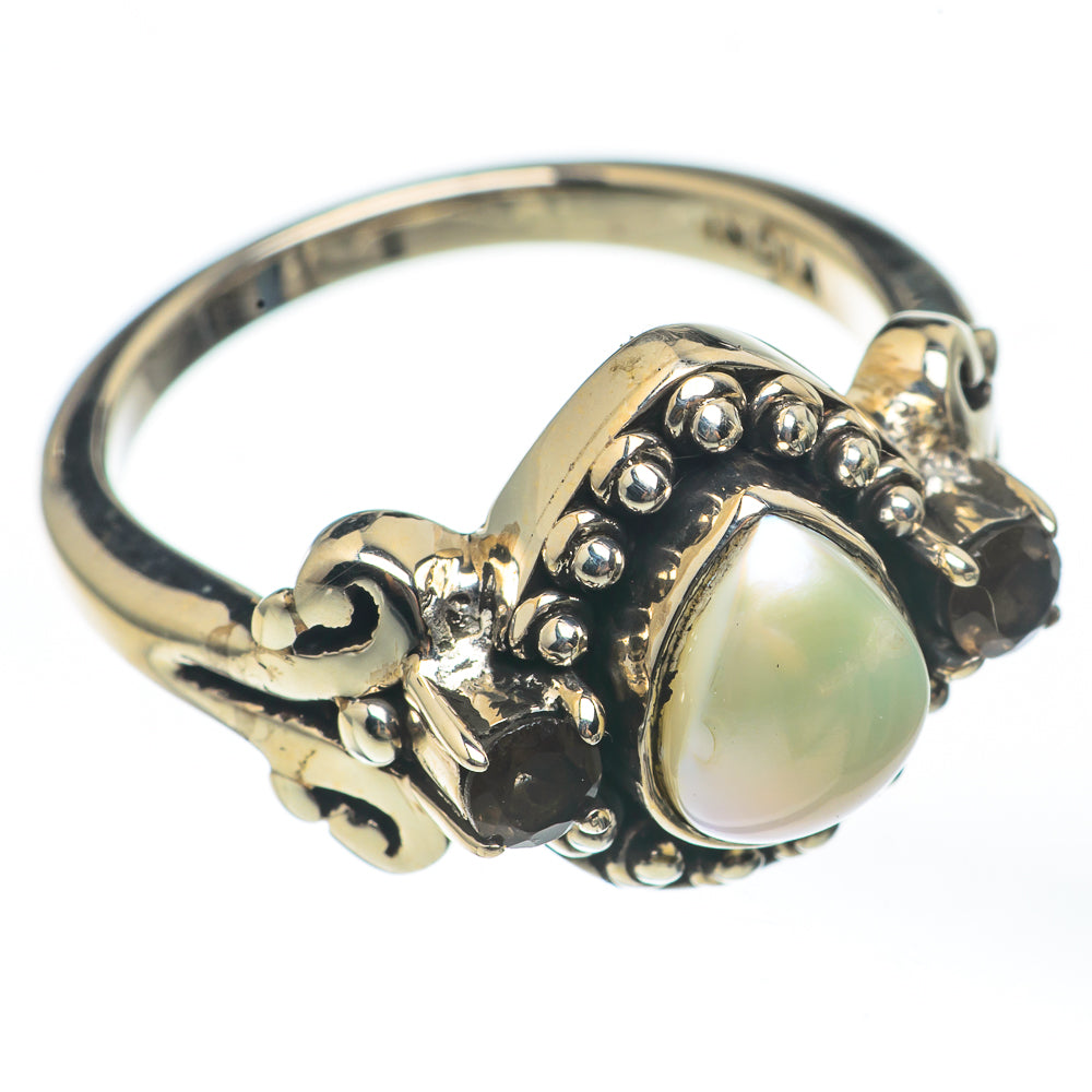Cultured Pearl, Smoky Quartz Rings handcrafted by Anasilvercos - RING68104