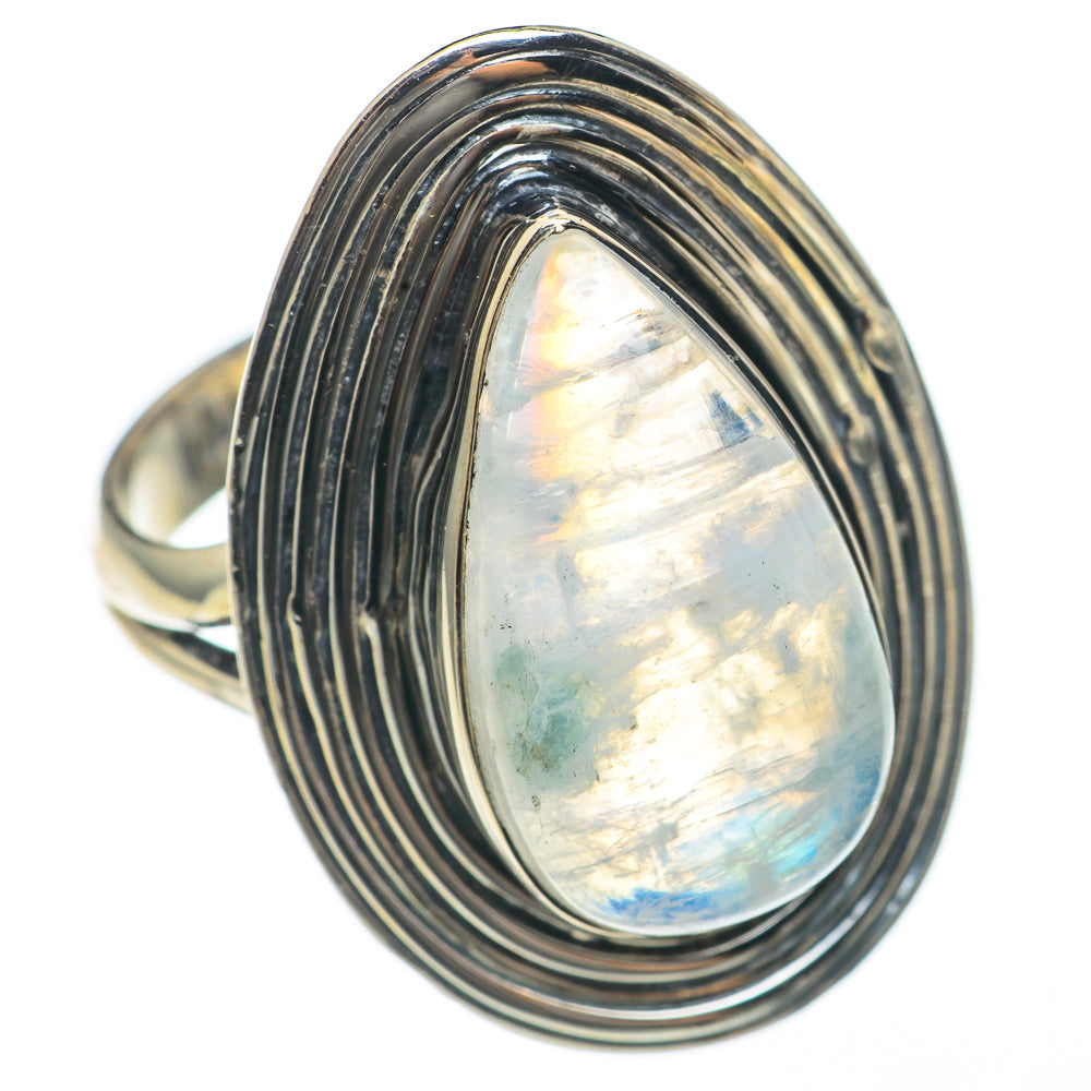 Rainbow Moonstone Rings handcrafted by Anasilvercos - RING68105