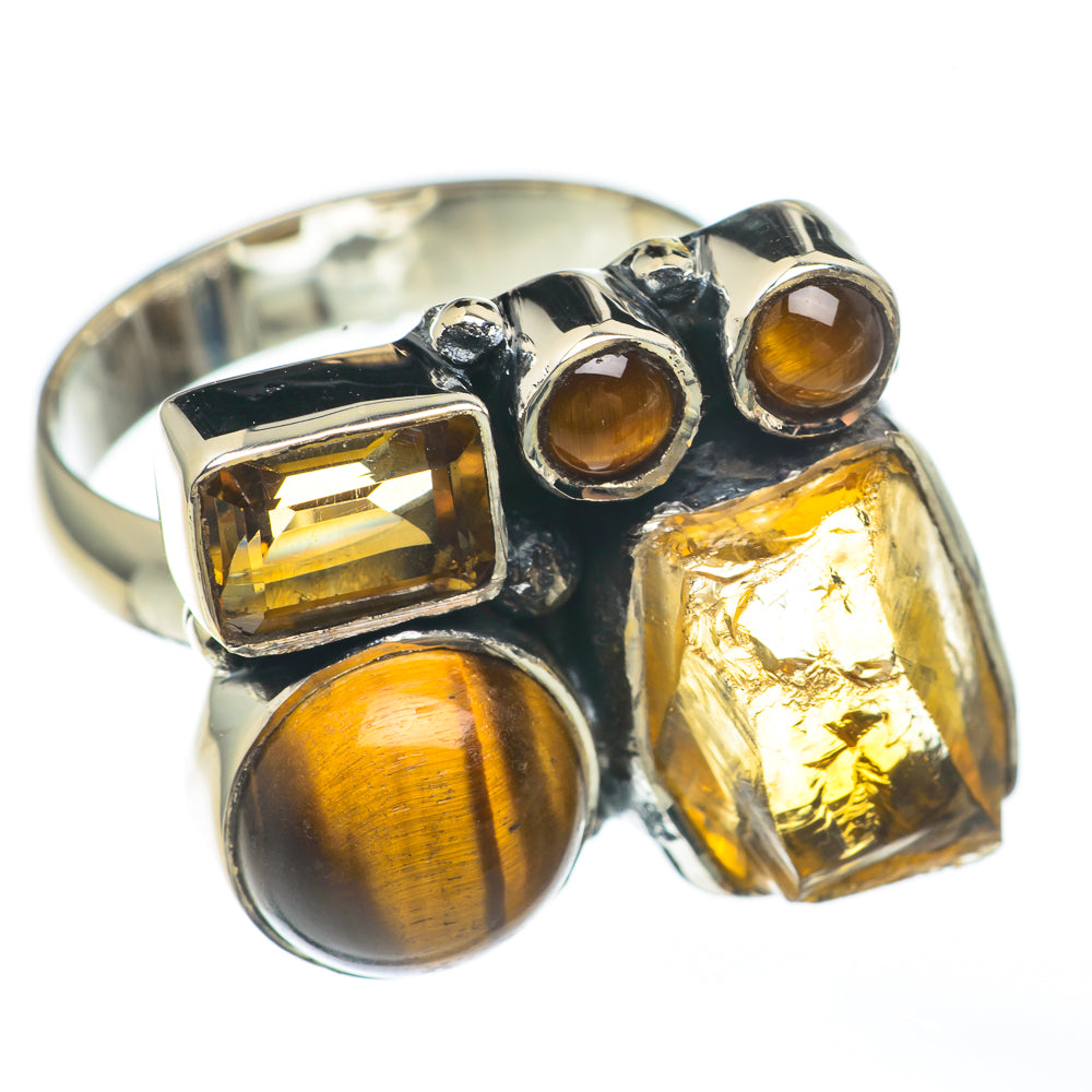 Citrine, Tiger Eye Rings handcrafted by Anasilvercos - RING68121