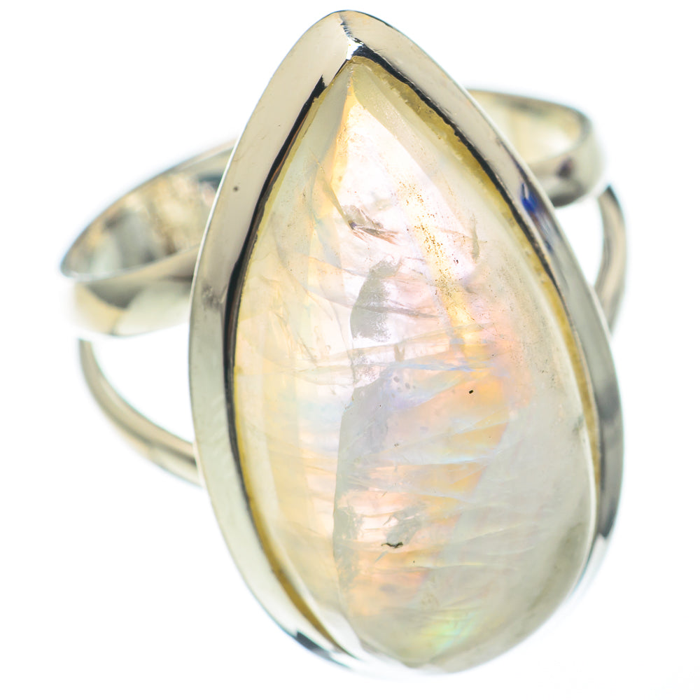 Rainbow Moonstone Rings handcrafted by Anasilvercos - RING68135