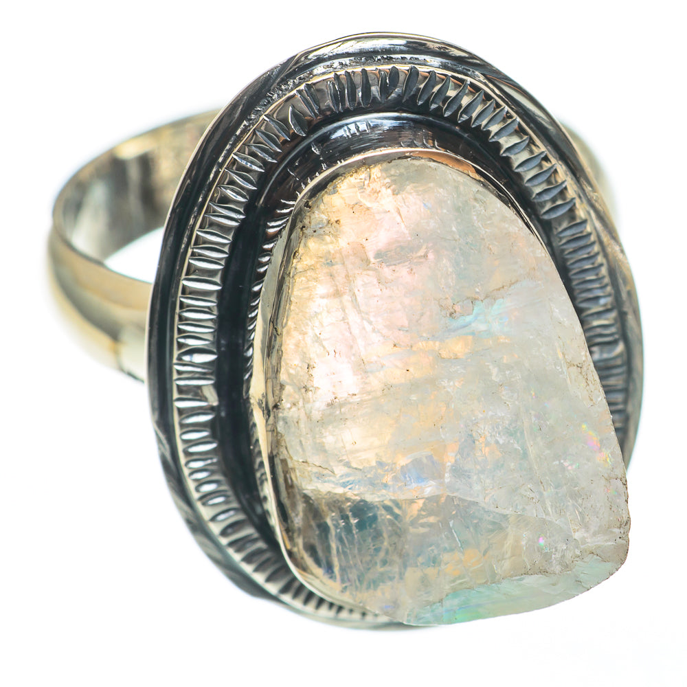 Rainbow Moonstone Rings handcrafted by Anasilvercos - RING68136