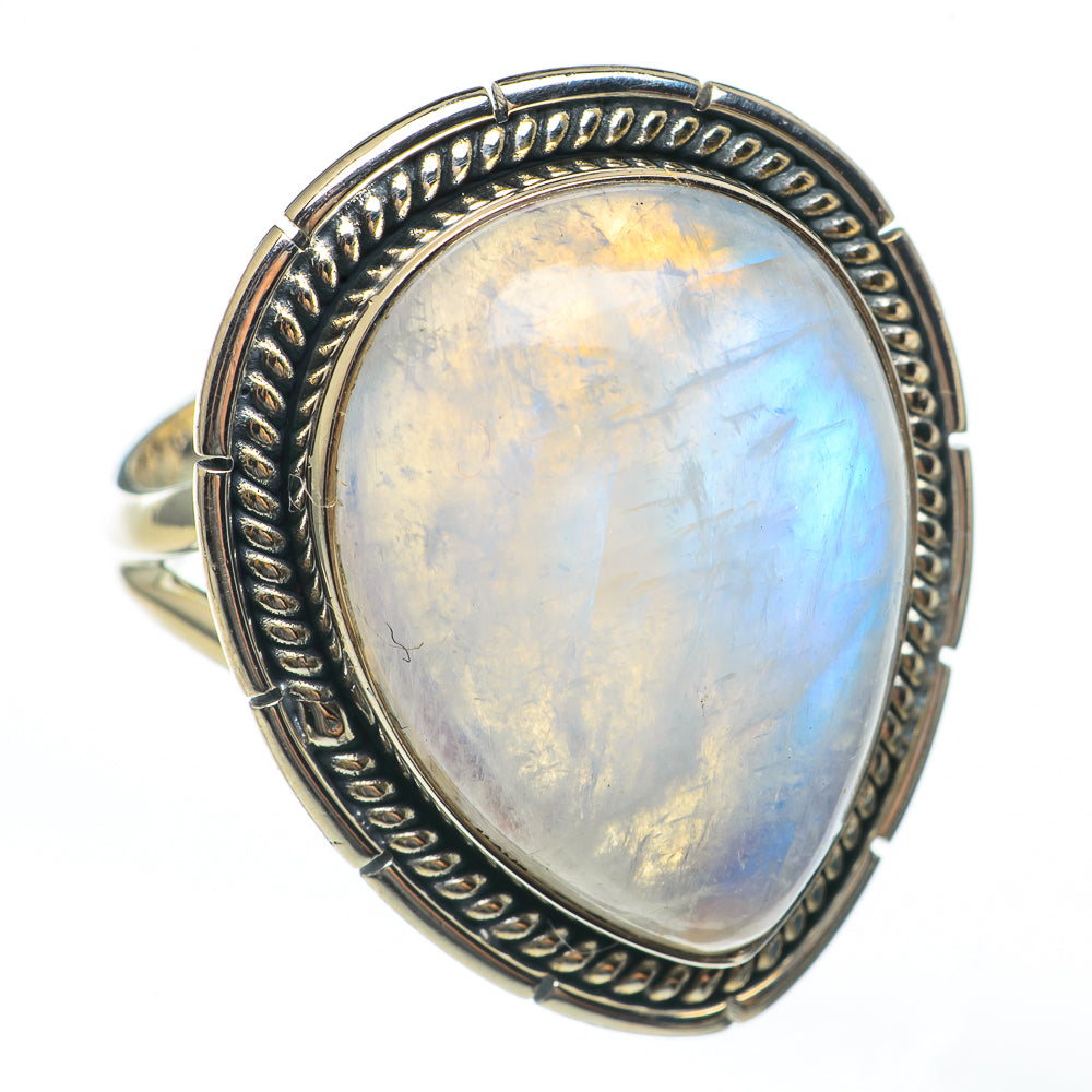 Rainbow Moonstone Rings handcrafted by Anasilvercos - RING68138