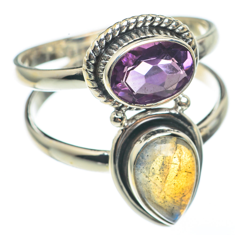 Labradorite, Amethyst Rings handcrafted by Anasilvercos - RING68140