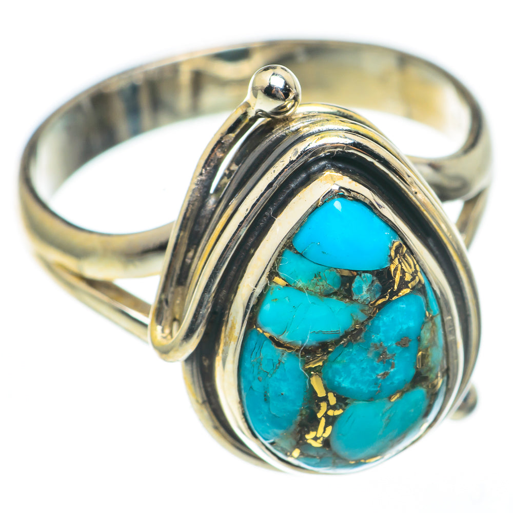 Blue Copper Composite Turquoise Rings handcrafted by Anasilvercos - RING68147
