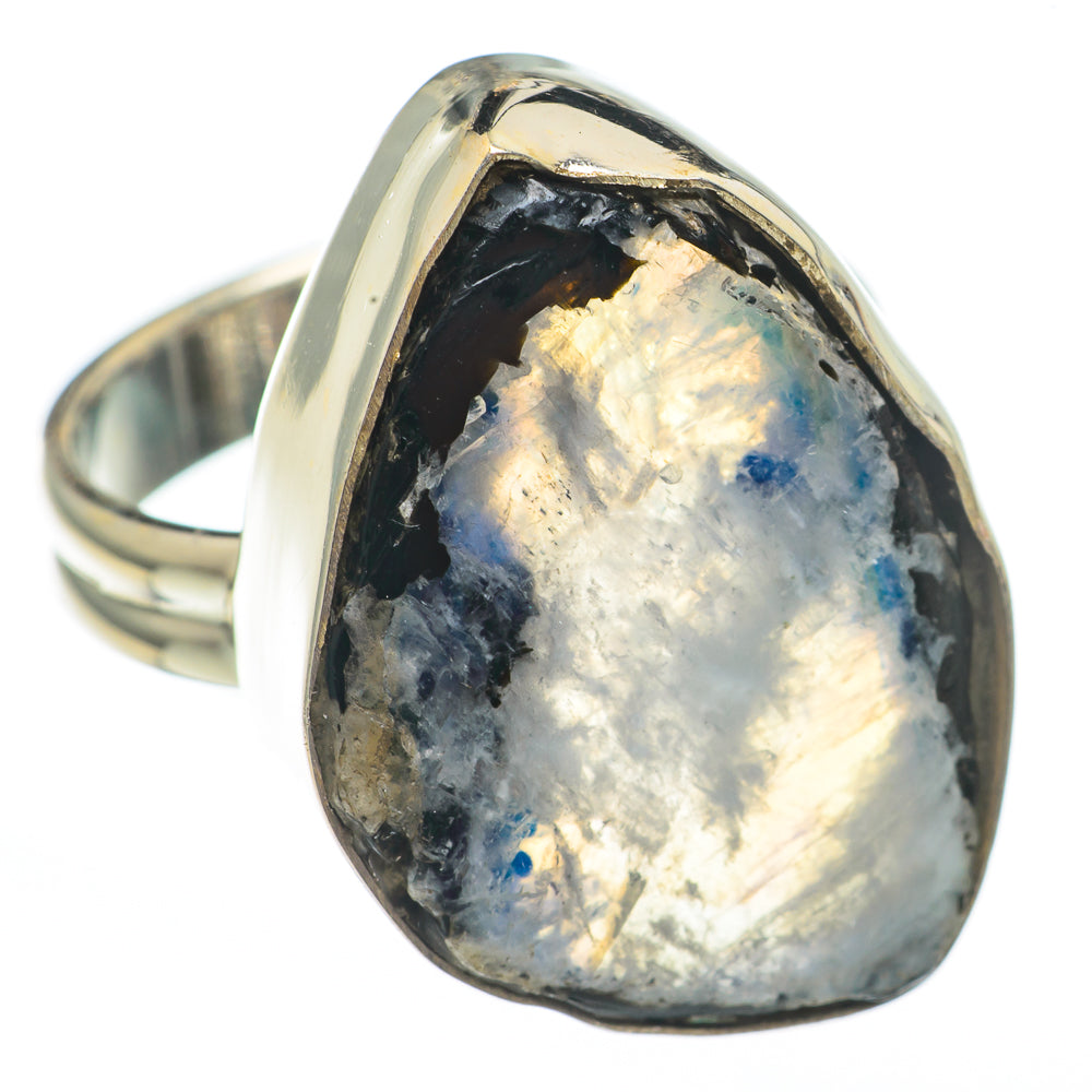 Rainbow Moonstone Rings handcrafted by Anasilvercos - RING68168