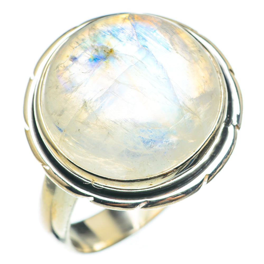 Rainbow Moonstone Rings handcrafted by Anasilvercos - RING68172