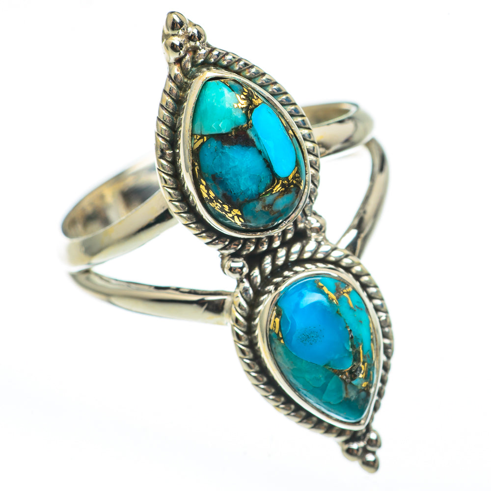 Blue Copper Composite Turquoise Rings handcrafted by Anasilvercos - RING68179