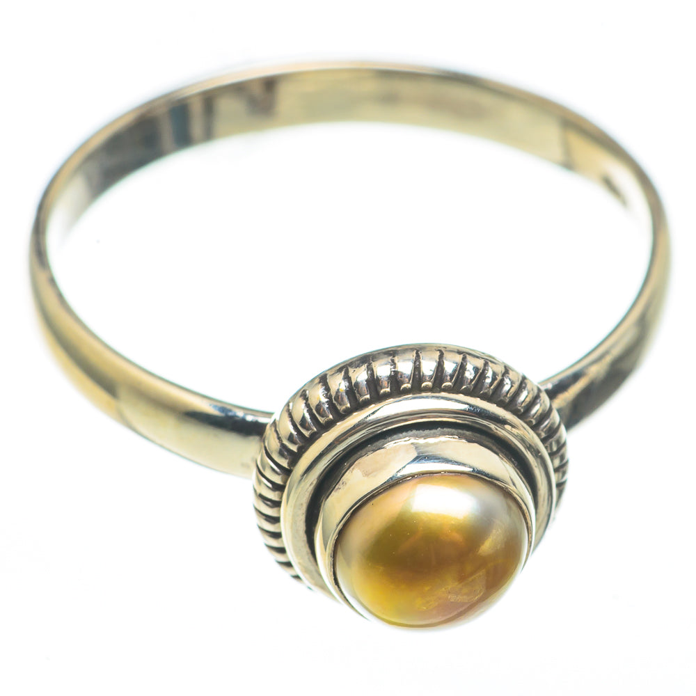 Golden Pearl Rings handcrafted by Anasilvercos - RING68188