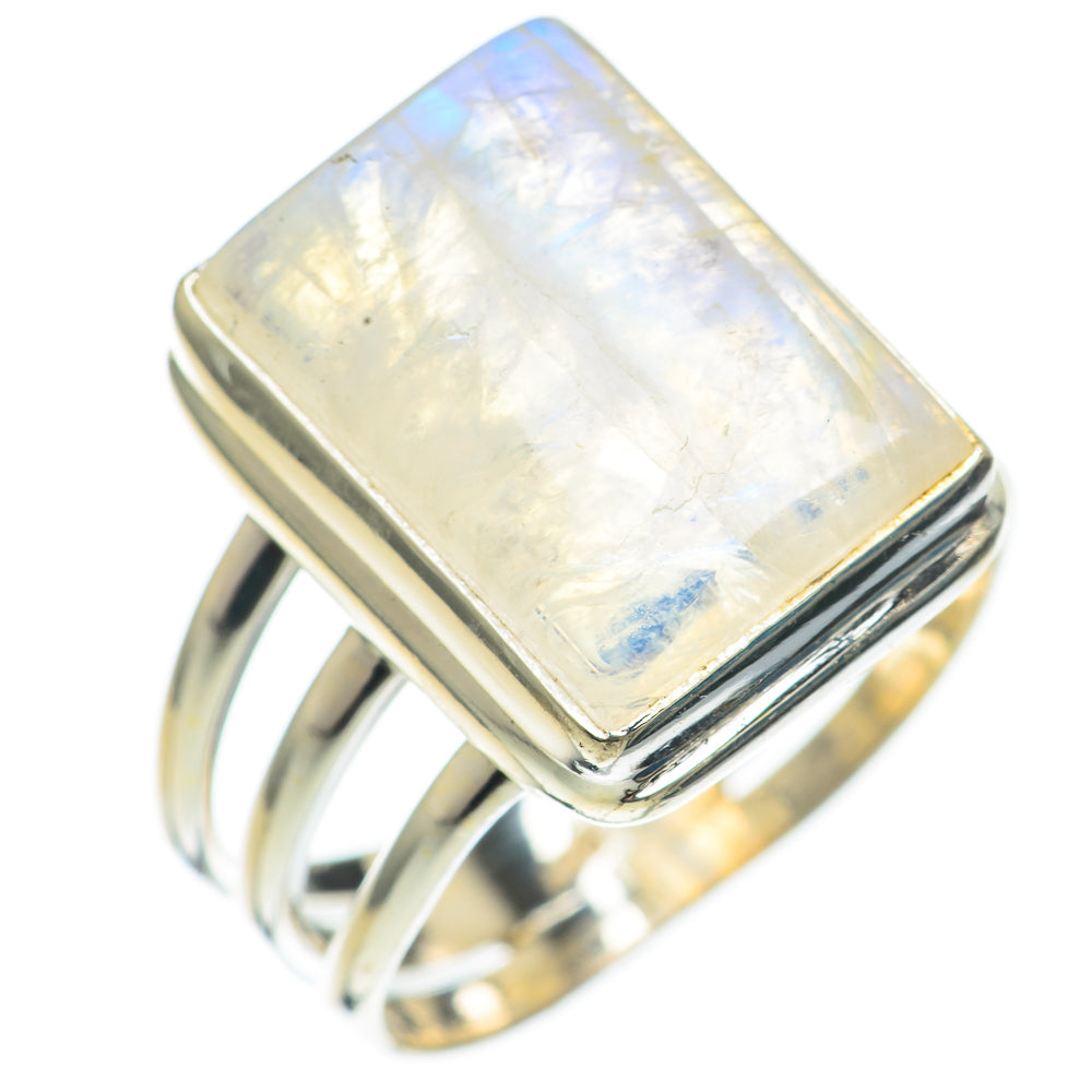Rainbow Moonstone Rings handcrafted by Anasilvercos - RING68200