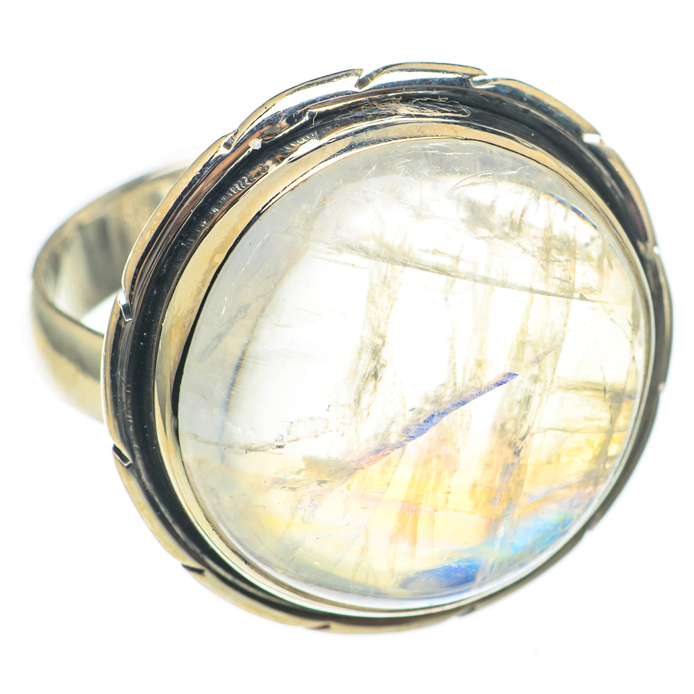 Rainbow Moonstone Rings handcrafted by Anasilvercos - RING68202